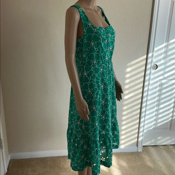 NWT Draper James Green Sundress with White Link-embroidery Size Medium - Picture 2 of 15
